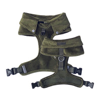 Dog Harness Australia Made From Corduroy with Bow Tie Olive Green