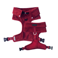 Dog Harness Australia Made From Corduroy with Bow Tie Ruby Red