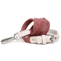 Corduroy & Vegan Leather Dog Leash - Dusty Pink