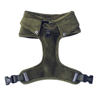 Dog Harness Australia Made From Corduroy with Bow Tie Olive Green
