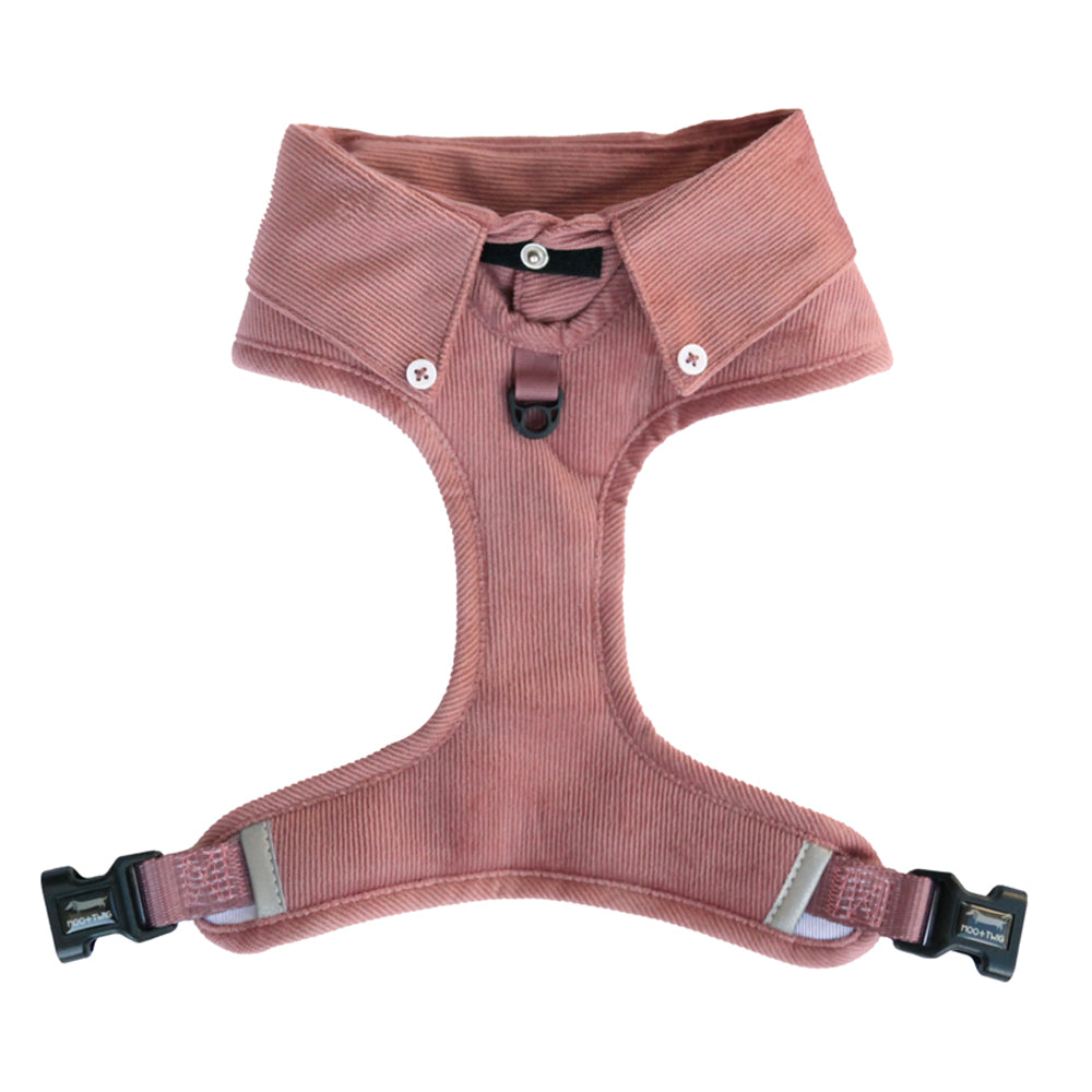 Dog Harness Australia Made From Corduroy with Bow Tie Dusty Pink