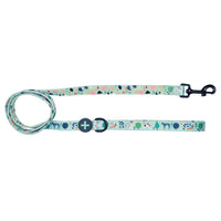 Green Reversible Dog Leash with plants and terrazzo print, dachshund, greyhound, jack russell dog leash Australia