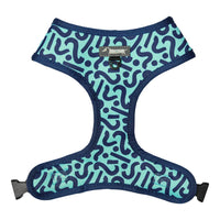 Reversible Blue Boy Dog Harness with Shark Dog Print Featuring Dachshunds, Frenchies, Cavoodles, Corgis, Shiba Inus and more designed in Australia