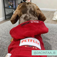 Dog Wearing Red Netflix Original Hoodie